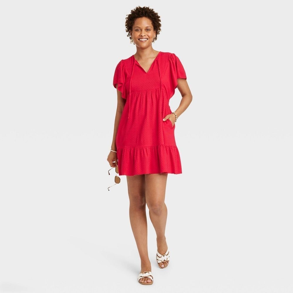 KNOX ROSE Red Ruffle Dress